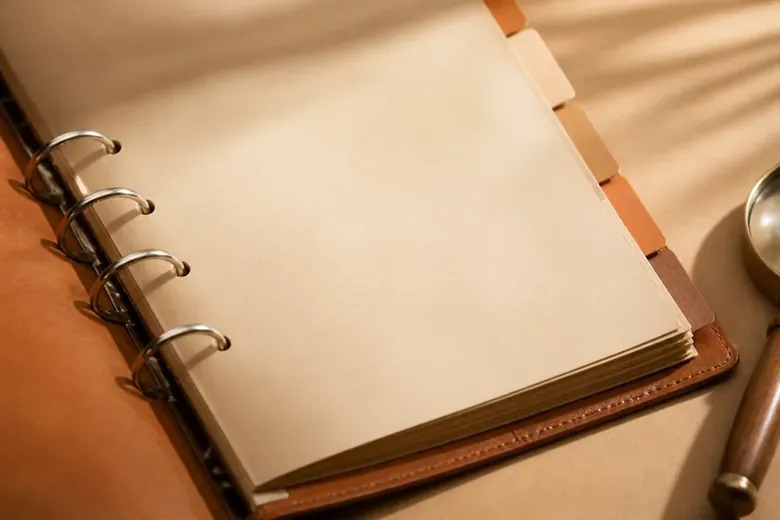 An organised overview of printed documents fanned out on a desk